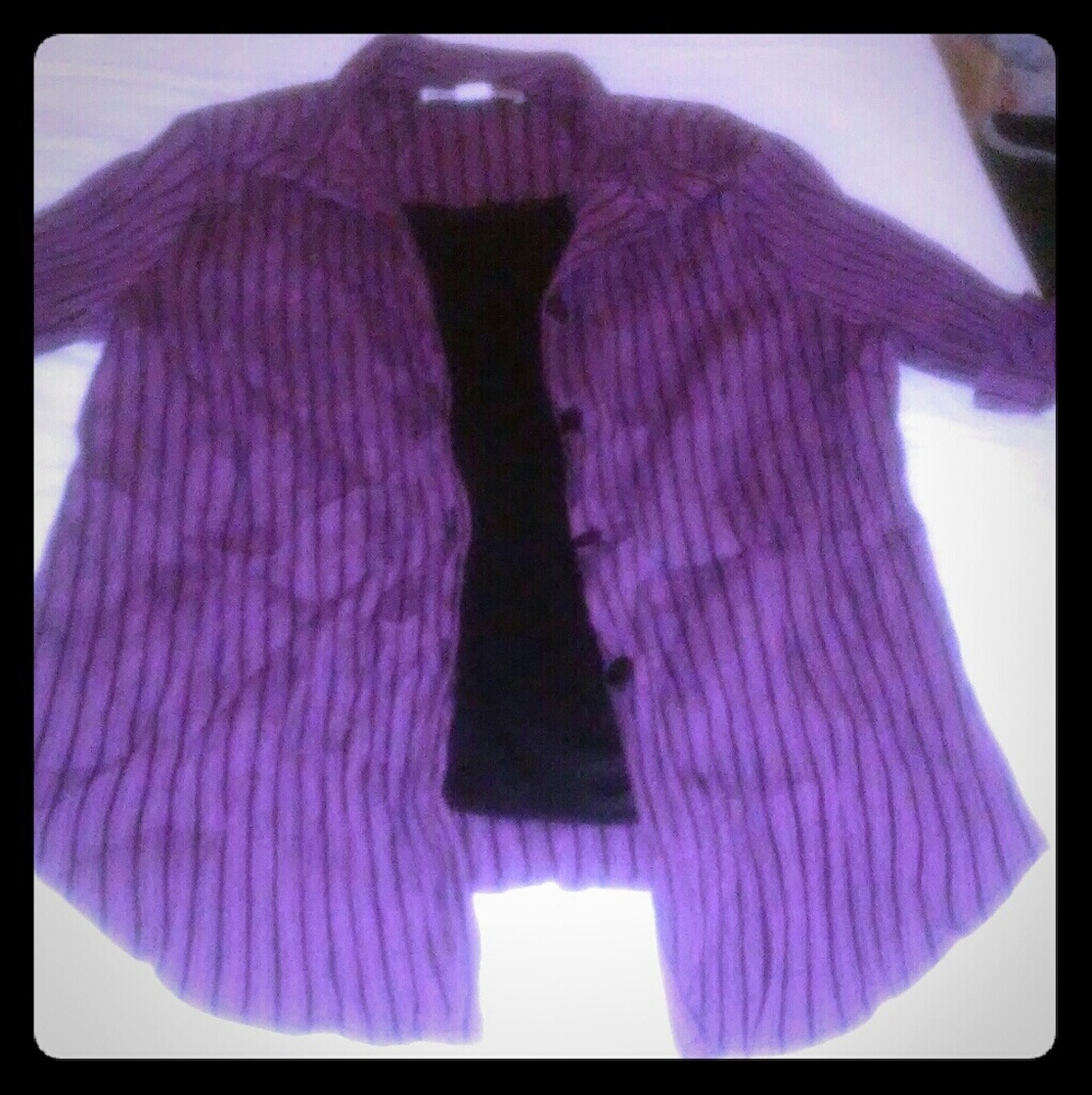 Gloria Lance Ribbed lightweight illusion blouse.